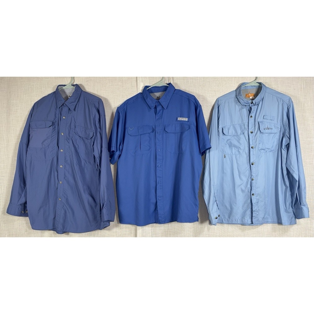 Habit RealTree Magellan Button Up Vented Fishing Shirts Lot of 3 Men's Large